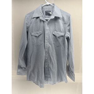 Vintage Wrangler Western Workwear Mechanic Long Sleeve Button Shirt M 15.5 READ